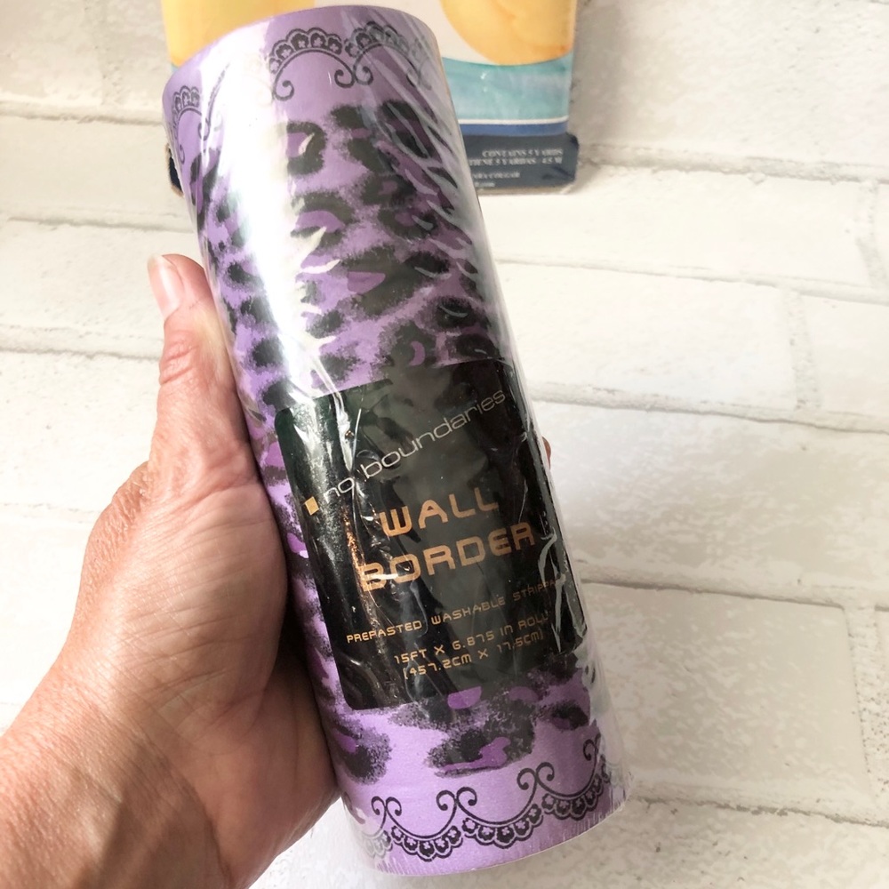 NWT No Boundaries Purple Leopard Wallpaper Border Y2K Vintage 15ft roll